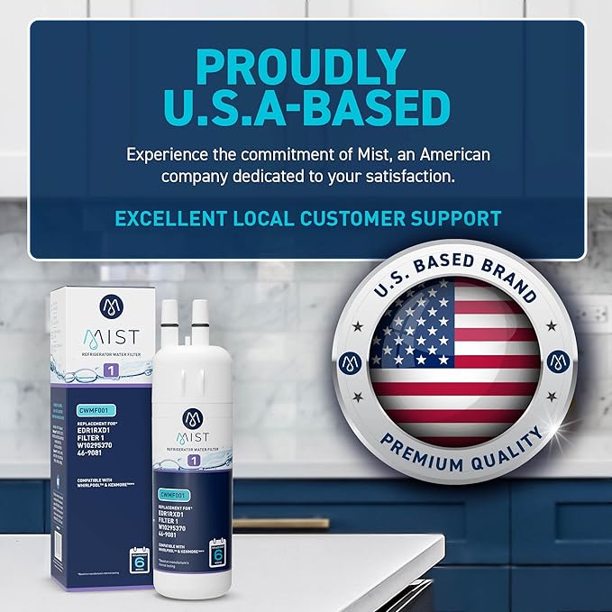 Mist EDR1RXD1 Replacement for Everydrop® Filter 1 – Whirlpool® WHR1RXD1 W10295370A, Kenmore® 46-9081 Refrigerator Water Filter – NSF 42 & 372 Certified