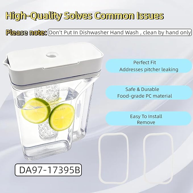 Upgraded DA97-17395B Refrigerator Water Pitcher, Double Sealing Ring No Leak Replacement Water Tank Assembly, Compatible with Samsung Fridge Models