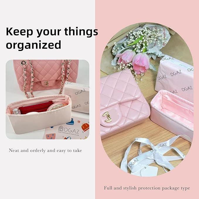 DGAZ Purse Organizer Insert,Silk Bag Organizer,Luxury Handbag & Tote Shaper Fits Chanel CF Bags