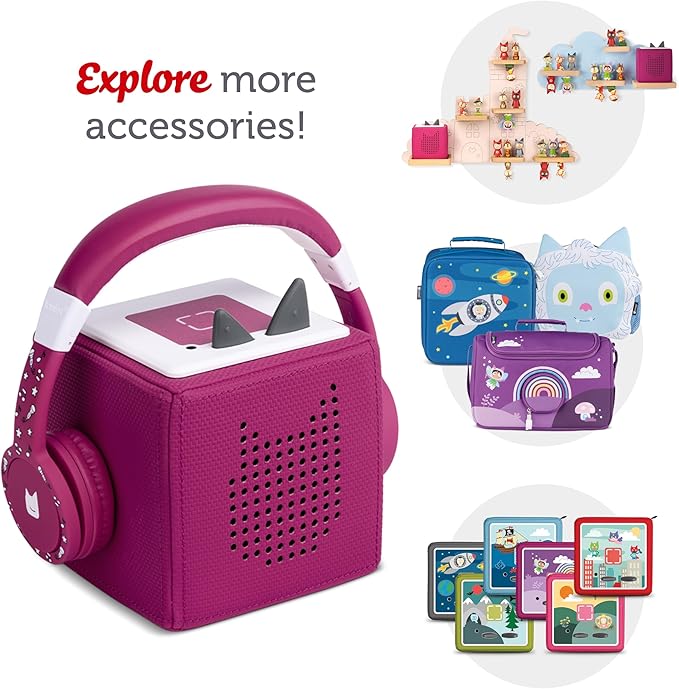 Tonies Foldable Wired Headphones for Kids - Comfortably Designed to fit On-Ear - Works with Toniebox 1 and All 3.5mm Devices - Purple