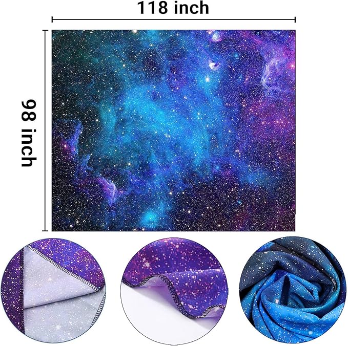 Apdidl Extra Large Galaxy Space Tapestry for Bedroom Aesthetic 118'' X 98'' Blue Starry Sky Stars Universe Tapestry Mysterious Nebula Wall Hanging Backdrop Decor for Bedroom Living Room