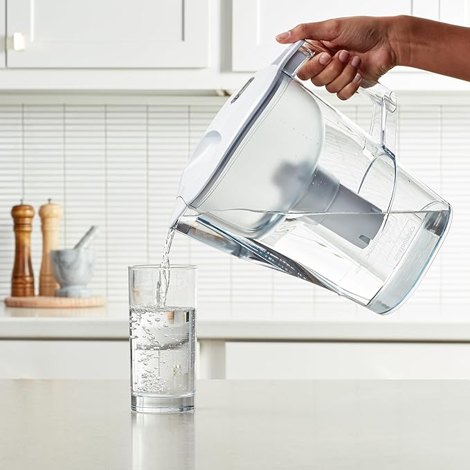 Amazon Basics Enhanced Replacement Water Filters for Pitchers, BPA-Free, WQA & NSF Certified, Compatible with Brita Pitchers & Drinking Water Filter Systems, 1 Year Supply, 6-Pack
