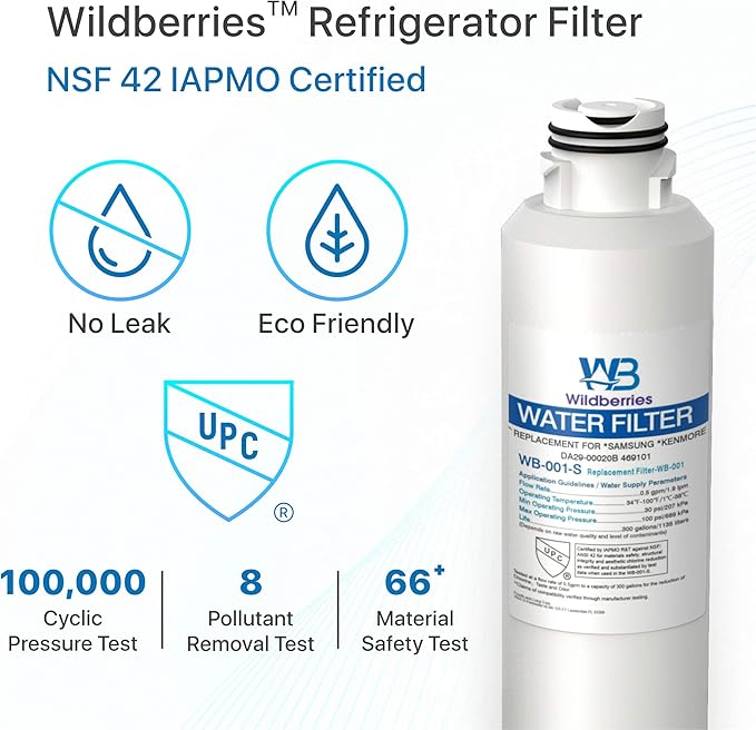 Wildberries DA97-08006A-1, DA29-00020B Replacement for Samsung Refrigerator Water Filter Compatible with DA29-00019A, HAF-CIN/EXP Samsung Refrigerator Water Filter Replacement, HAF-CIN,Pack of 3