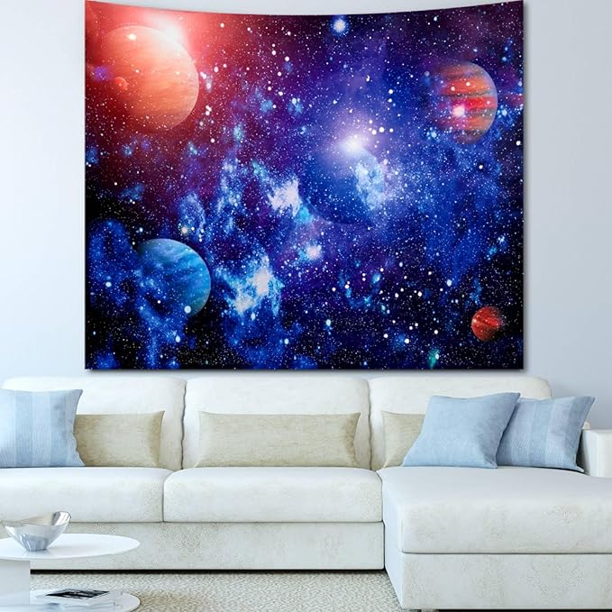 Space Tapestry for Bedroom Aesthetic Outer Space Galaxy Night Starry Sky Stars Universe Tapestry Nebula Wall Hanging Backdrop for Living Room Dorm Home Decoration(51'' x 60'')