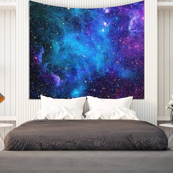 Apdidl Galaxy Tapestry for Bedroom Aesthetic Space Blue Night Starry Sky Stars Universe Tapestry Mysterious Nebula Wall Hanging Backdrop Room Decor for Bedroom Living Room (60'' x 79'')