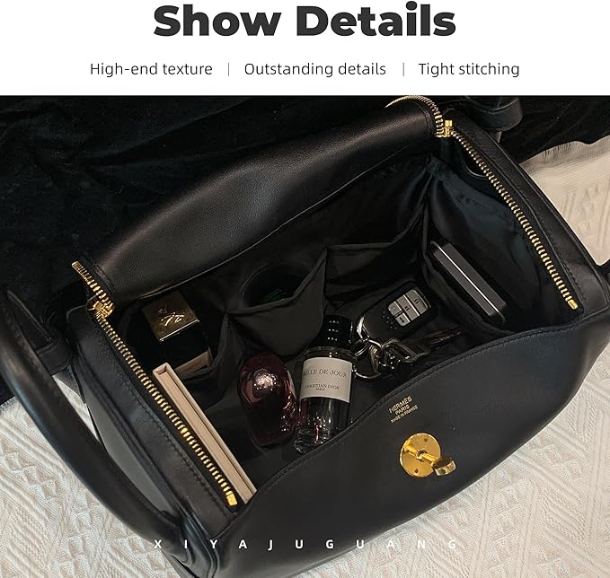 Purse Handbag Silky Organizer Insert Keep Bag Shape Fits Herme Lindy 19/26/30/34 bags, Luxury Handbag Tote Lightweight Sturdy(Black,LD 19)