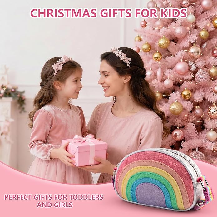 Toddler Purse Easter Basket Stuffers Gifts for Kids: 2 3 4 5 6 7 8 Year Old Girl Birthday Gift, Rainbow Crossbody Bag