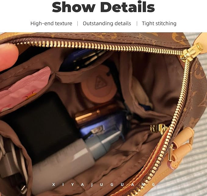 Purse Handbag Silky Organizer Insert Keep Bag Shape Fits LV Speedy 16/20/25/30/35/45 bags, Luxury Handbag Tote Lightweight Sturdy(Gold, Speedy 35)