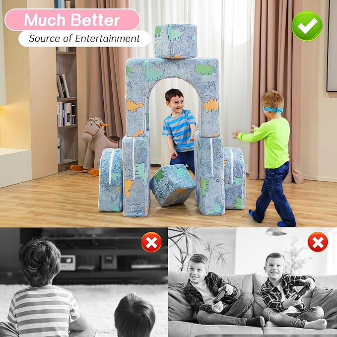 Sofa Cover 8PCS, Washable Couch Cover Glow in The Dark for Playroom Bedroom, Comfy Toddler Couch Cover for Boys and Girls,Only Cover Glowing Dinosaur (Blue), J16858721-WT