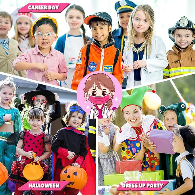 GIFTINBOX Doctor Costume for Kids Doctor Lab Coat for Kids Real Stethoscope, Girls Halloween Costumes for Kids age 3-11