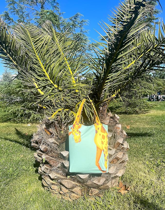 Sophie the Giraffe - Funny Giraffe Decor - Reusable Canvas Tote Bag for Women - Book Tote - Green
