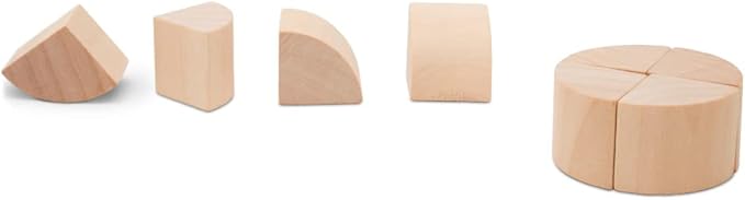 Quarter Circle Wooden Building Blocks Set 1-inch, Pack of 100 Unfinished Wooden Blocks for Crafts & Loose-Parts Play, by Woodpeckers