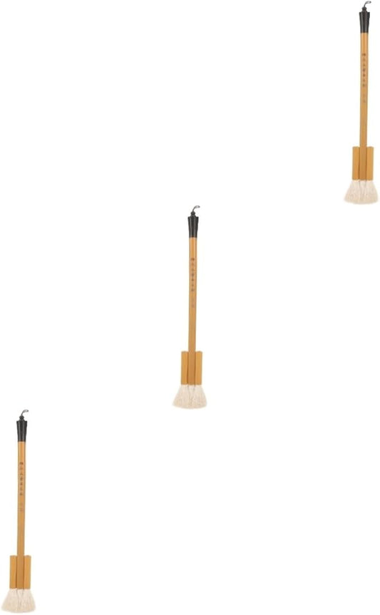 3pcs Multi-Function Wool Hair Paint Brush for Wall Painting Comfortable Grip Watercolor Artist Brush for Oil Paint and Decorative Drawing Portable