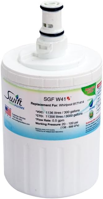 Swift Green Filters SGF-W41 Rx Compatible Refrigerator Water Filter for FILTER 8, 46-9002, 8171413, 8171414, NLC200, Made in USA (6 Pack)