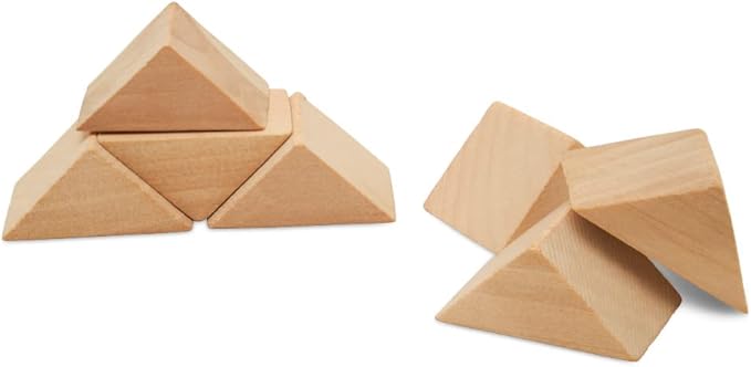 Triangle Wood Building Blocks 1-1/8-inch, Pack of 25 Unfinished Wood Blocks for Crafting, Loose-Parts, by Woodpeckers