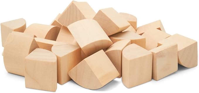 Quarter Circle Wooden Building Blocks Set 1-inch, Pack of 50 Unfinished Wooden Blocks for Crafts & Loose-Parts Play, by Woodpeckers