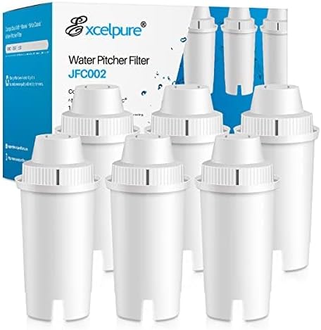EXCELPURE JFC002 Replacement for Brita® Filter, Brita® Water Pitchers and Dispensers, Classic OB03, Everyday, UltraMax, Metro+, XL, Mavea® 107007 35557, 6PACK