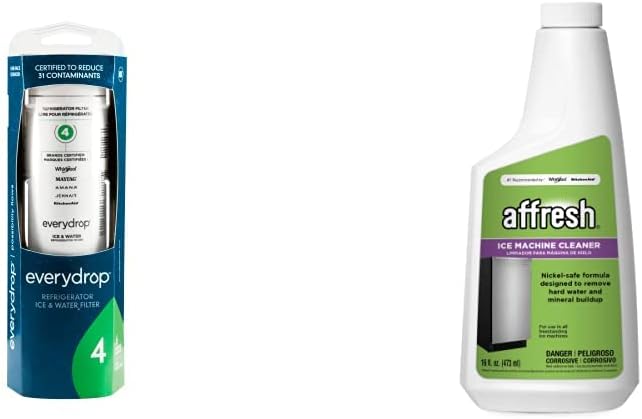 Everydrop by Whirlpool Ice and Water Refrigerator Filter 4, EDR4RXD1, Single-Pack + Affresh Ice Machine Cleaner