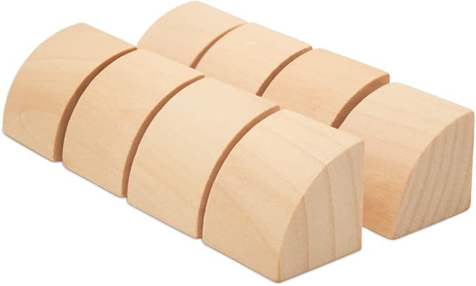 Quarter Circle Wooden Building Blocks Set 1-inch, Pack of 50 Unfinished Wooden Blocks for Crafts & Loose-Parts Play, by Woodpeckers