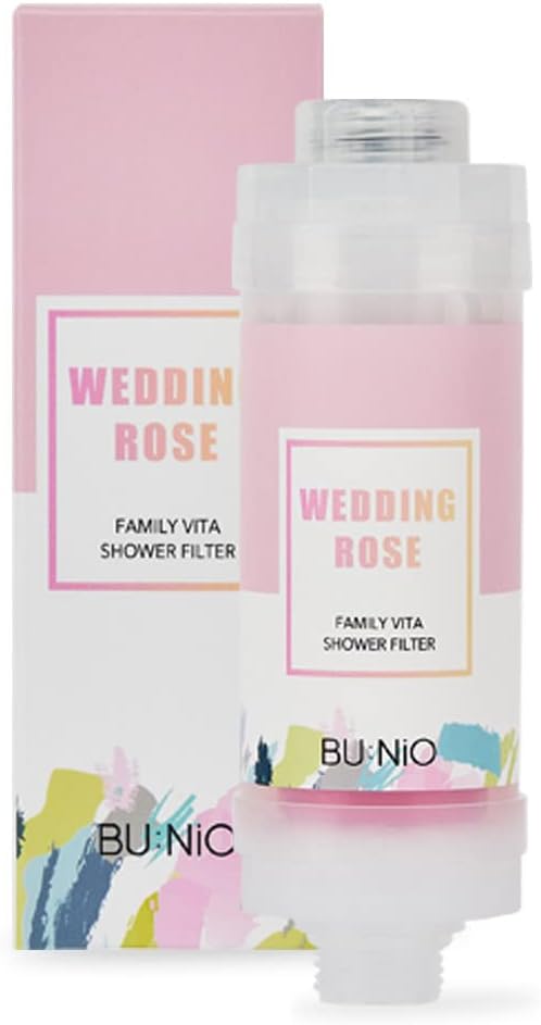 BU:NiO Family Vitamin C Shower Filter 5.29Oz - Aroma Scented Shower Head Filter, Hard Water Softener, Chlorine & Rust Remover, Water Purifying, Helps Dry Skin&Hair Loss(Wedding Rose)