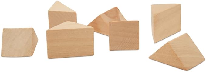 Triangle Wood Building Blocks 1-1/8-inch, Pack of 25 Unfinished Wood Blocks for Crafting, Loose-Parts, by Woodpeckers