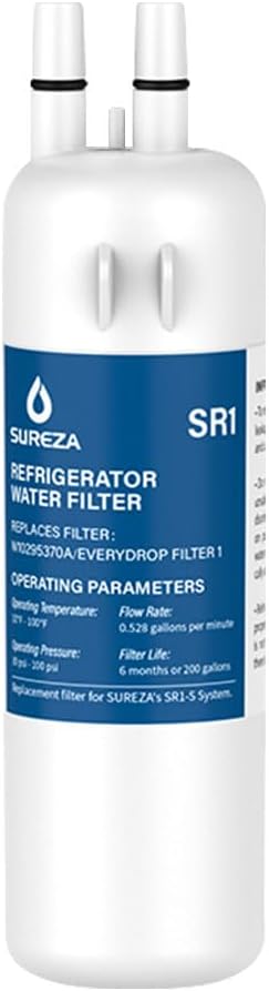 Water filter replacement, Compatible with EDR1RXD1, EDR1RXD1B, W10295370, Filter 1, KAD1RXD1, P4RFKB2, P8RFWB2L, 46-9930,46-9081 1PACK