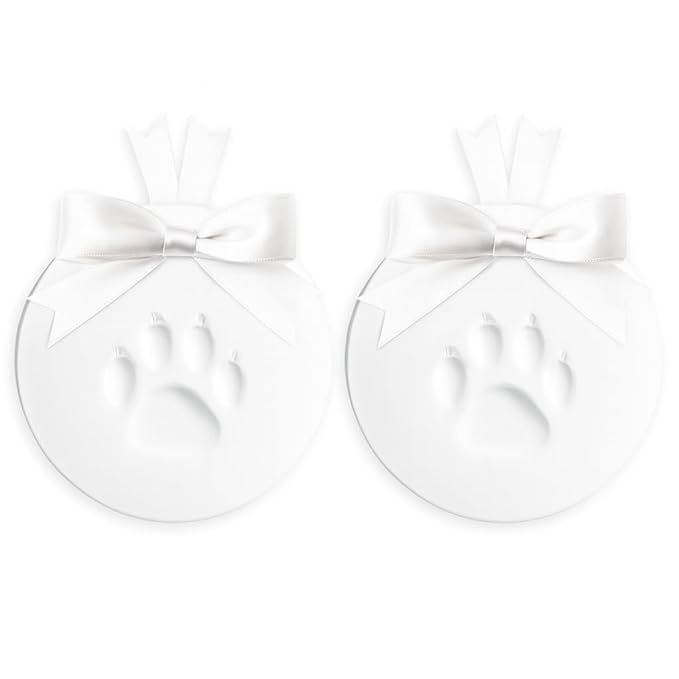 Reece Studio Pet Paw Print Ornament Kit, 2-Pack Keepsake Clay Impression Set with White Ribbon – DIY Holiday Decoration for Dogs and Cats, for Pet Owners