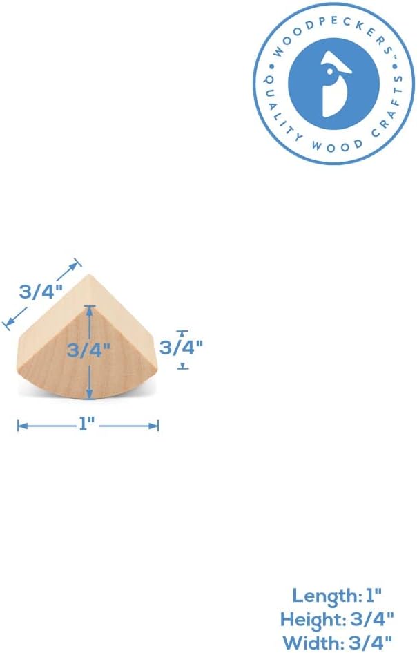 Quarter Circle Wooden Building Blocks Set 1-inch, Pack of 100 Unfinished Wooden Blocks for Crafts & Loose-Parts Play, by Woodpeckers