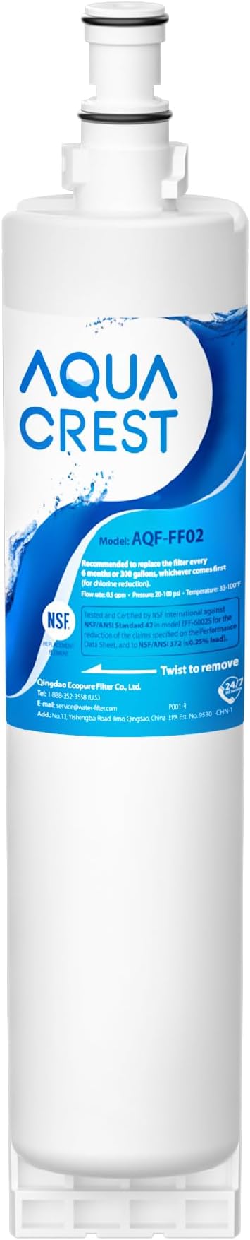 AQUA CREST 4396508 Replacement for Whirlpool 4396510, EDR5RXD1, NLC240V, PNL240V, 4396508p, 4396547, 4392857, 9010, LC400V, WF-NLC240V, 46-9010, Everydrop Filter 5 Refrigerator Water Filter