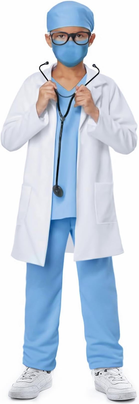 Doctor Costume for Kids Scrubs Pants with Accessories Set Children Party Cosplay 3-12 Years