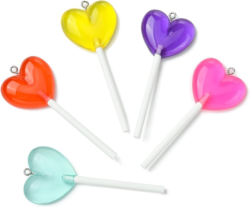 5-10Pcs Luminous Translucent Resin Charms Pendants for Jewelry Making, Round Dinosaur Heart Star lollipop Shape Glow in the Dark Charms for Bracelets Necklaces Earrings Keychains Crafting
