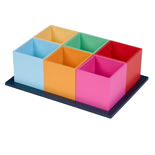 Excellerations Wooden Sorting Boxes - Rainbow Colors - Set of 6 with Tray