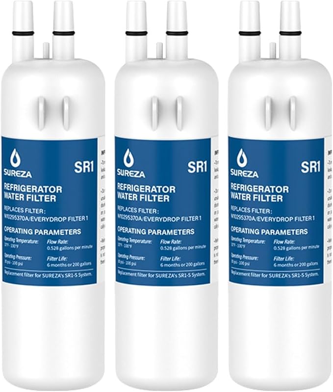 Water filter replacement, Compatible with EDR1RXD1, EDR1RXD1B, W10295370, Filter, KAD1RXD1, P4RFKB2, P8RFWB2L, 46-9930,46-9081 3 PACK