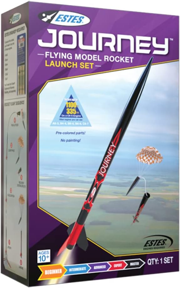 Estes 1441 Journey Rocket-Building Kit, Beginner Flying-Rocket Model Kit for Ages 10+, Includes Launch Pad and Controller