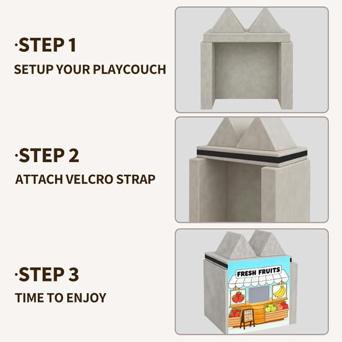 Play Couch Panels – Fresh Fruits Foam Modular Sofa Panels with Adjustable， Soft Couch Accessories for Creative Arrangements， 33.5×37in