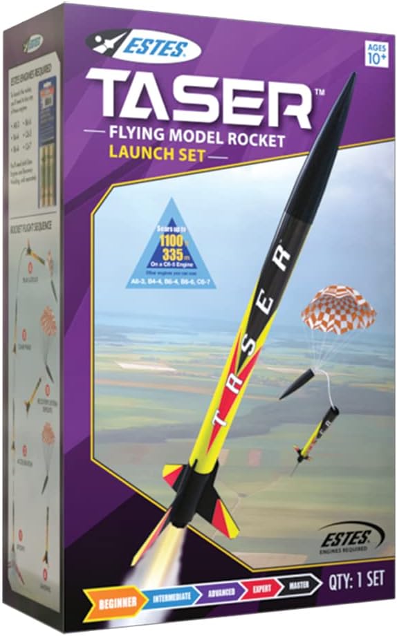 Estes 1491 Taser Rocket Launch Set, Beginner Flying-Rocket-Model Building Kit for Ages 10+, Includes Launch Pad System