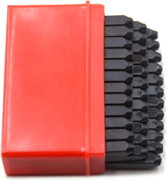 Oudtinx Number and Letter Stamp Set (36 Piece Punch Set/A-Z & 0-9) Hardened Steel for Metal Wood, Leather - 5/32" (4mm)