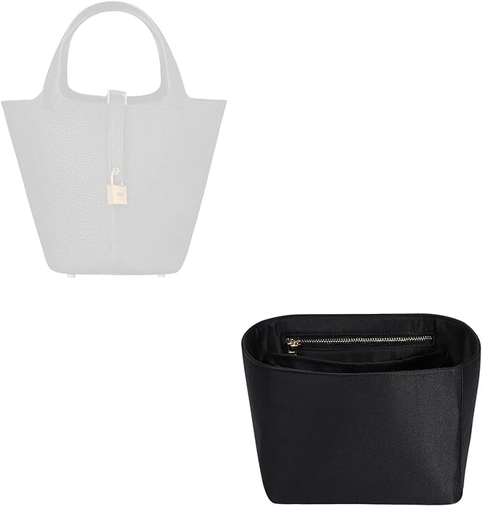 Hermes ZTUJO Picotin 18 Organizer - Luxury Purse Insert, Silky Smooth Fits Bags (Black)