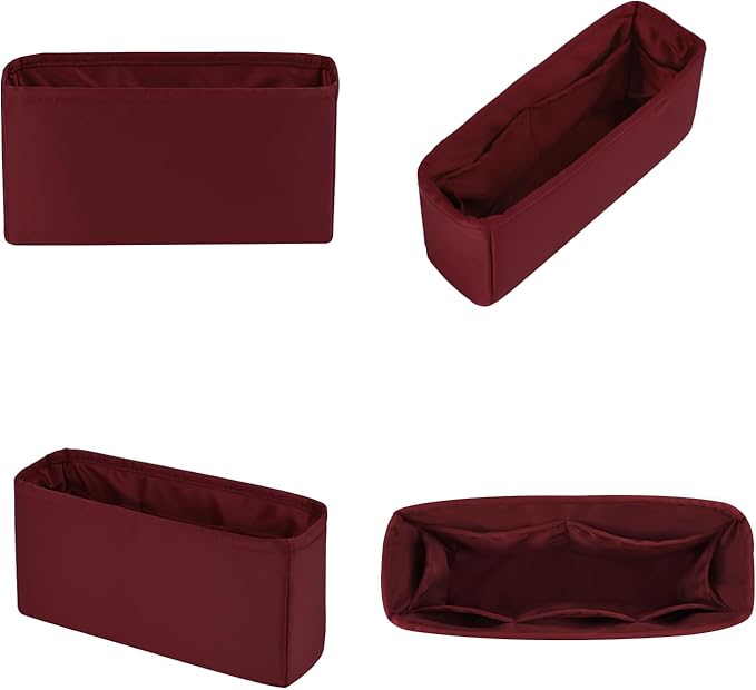 Purse Organizer Insert for 19 Handbag, Satin Bag Insert Compatible with Chanel, Lightweight and Soft Touch Inner Bag for Women Luxury Handbags, Multicolor Options(Rouge Grenat, Jumbo30)