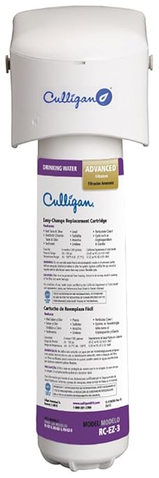 Culligan IC 3 EZ-Change Inline Icemaker and Refrigerator Filtration System with Filter, 500 Gallon, White