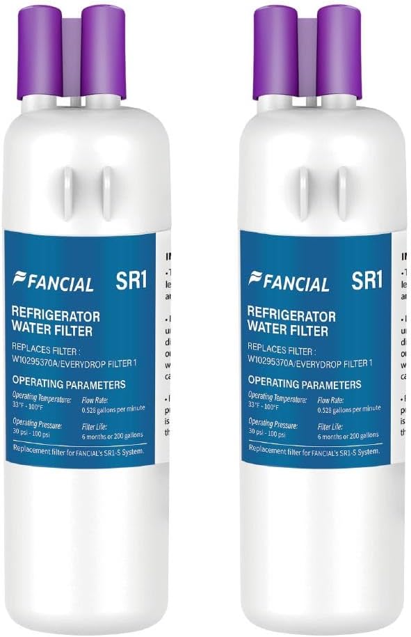 Fancial Refrigerator Water Filters Replacement for Whirlpool, Maytag, KitchenAid-Compatible with EDR1RXD1,W10295370A, Filter 1, WHR1RXD1,6-Month Long Life,two-pack