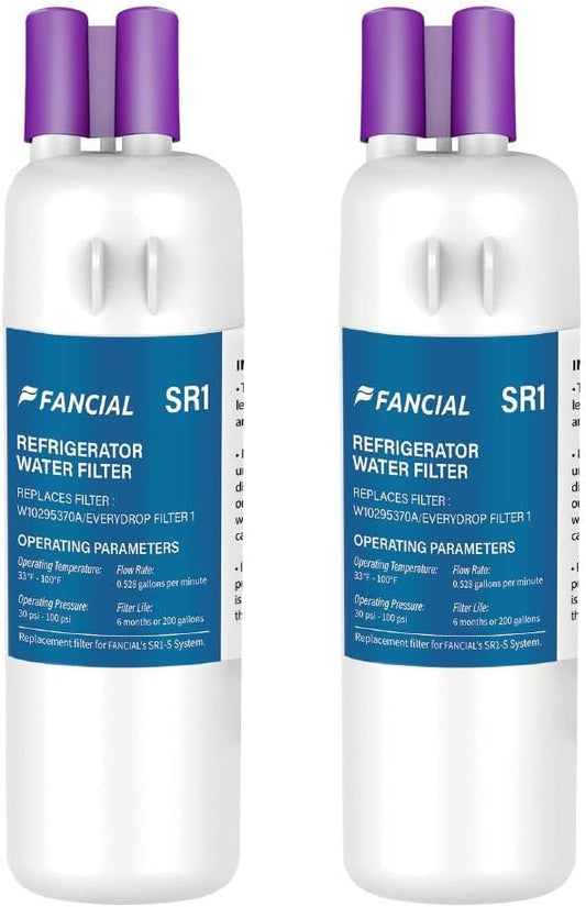 Fancial Refrigerator Water Filters Replacement for Whirlpool, Maytag, KitchenAid-Compatible with EDR1RXD1,W10295370A, Filter 1, WHR1RXD1,6-Month Long Life,two-pack