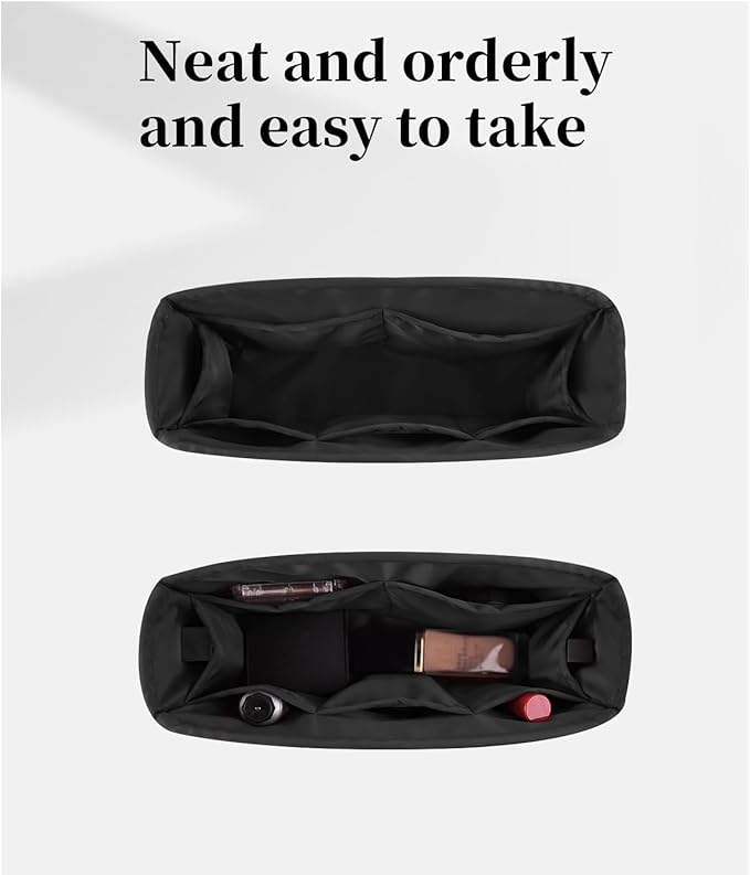 Purse Organizer Insert for 19 Handbag, Satin Bag Insert Compatible with Chanel, Lightweight and Soft Touch Inner Bag for Women Luxury Handbags, Multicolor Options(Black, Jumbo30)