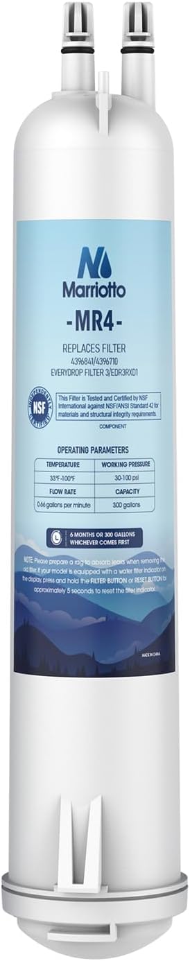 MARRIOTTO MRW4 Refrigerator Water Filter Compatible with EDR3RXD1, 4396841, 4396710, Filter 3, 46-9083,46-9030, 9030, 9083 Refrigerator Water Filter | 1 Pack