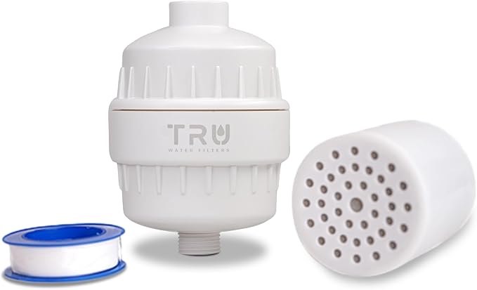 TRU High Output Shower Filter - Reduces Chlorine and other Harmful Sediments. Relieves dry and itchy skin, while Improving the health of your Hair, Skin, and Nails (White)