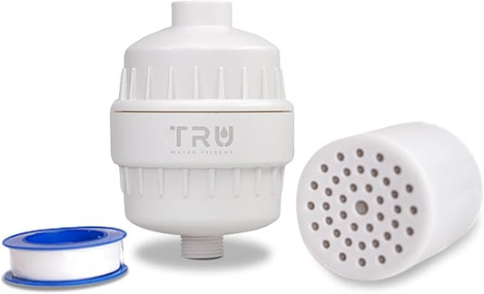 TRU High Output Shower Filter - Reduces Chlorine and other Harmful Sediments. Relieves dry and itchy skin, while Improving the health of your Hair, Skin, and Nails (White)