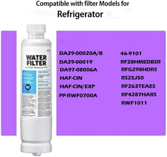 HAF-CIN/EXP Refrigerator Water Filter – Compatible with DA29-00020B & DA97-08006A-1 – Carbon Block Filtration, 99% Contaminant Reduction – Fresh Drinking Water – 6-Month Life (2 Pack)