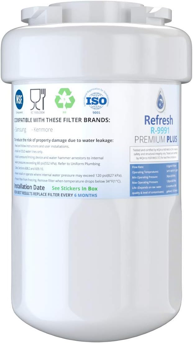 Refresh Premium Replacement Refrigerator Water Filter Compatible with GE Smartwater MWF GWF, MWFP, MWFA and Kenmore 46-9991, 469991, 9991 Refrigerator Water Filter (1-Pack)