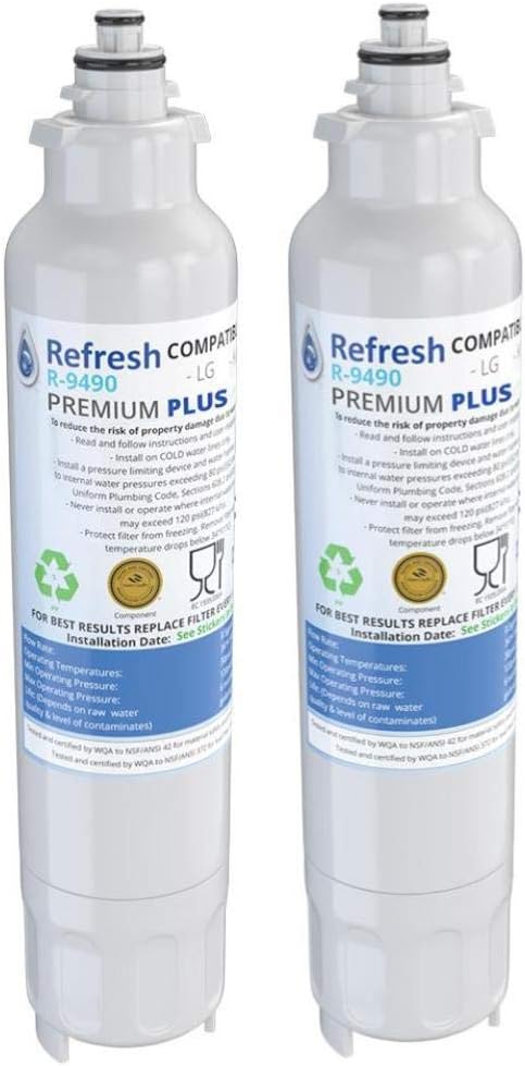 Refresh Replacement for LG LT800P, ADQ73613401 and Kenmore Elite 46-9490, 9490, 469490, ADQ73613402 Refrigerator Water Filter (2, Premium)