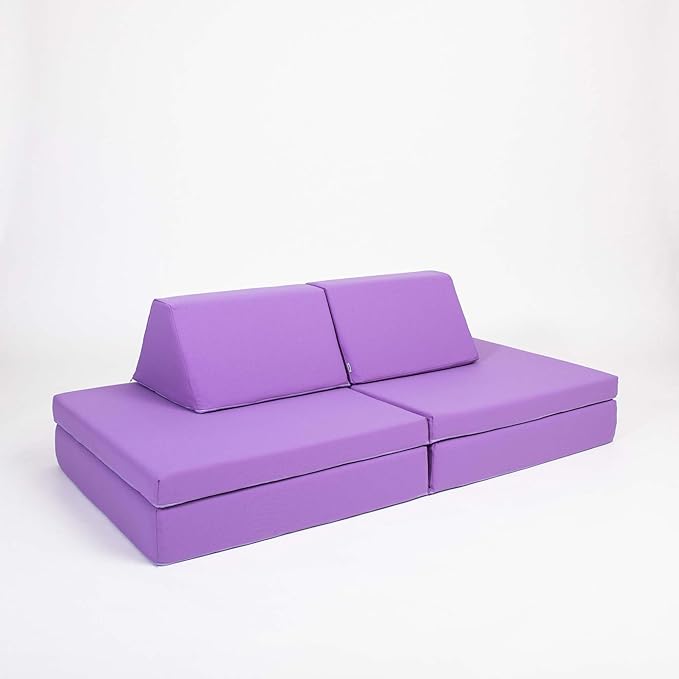 Foam Climbing Block - Kids Couch - Foldable Mattress - Sleepover Mattress - Foam Blocks - Activity Play Mattress Set (Purple)